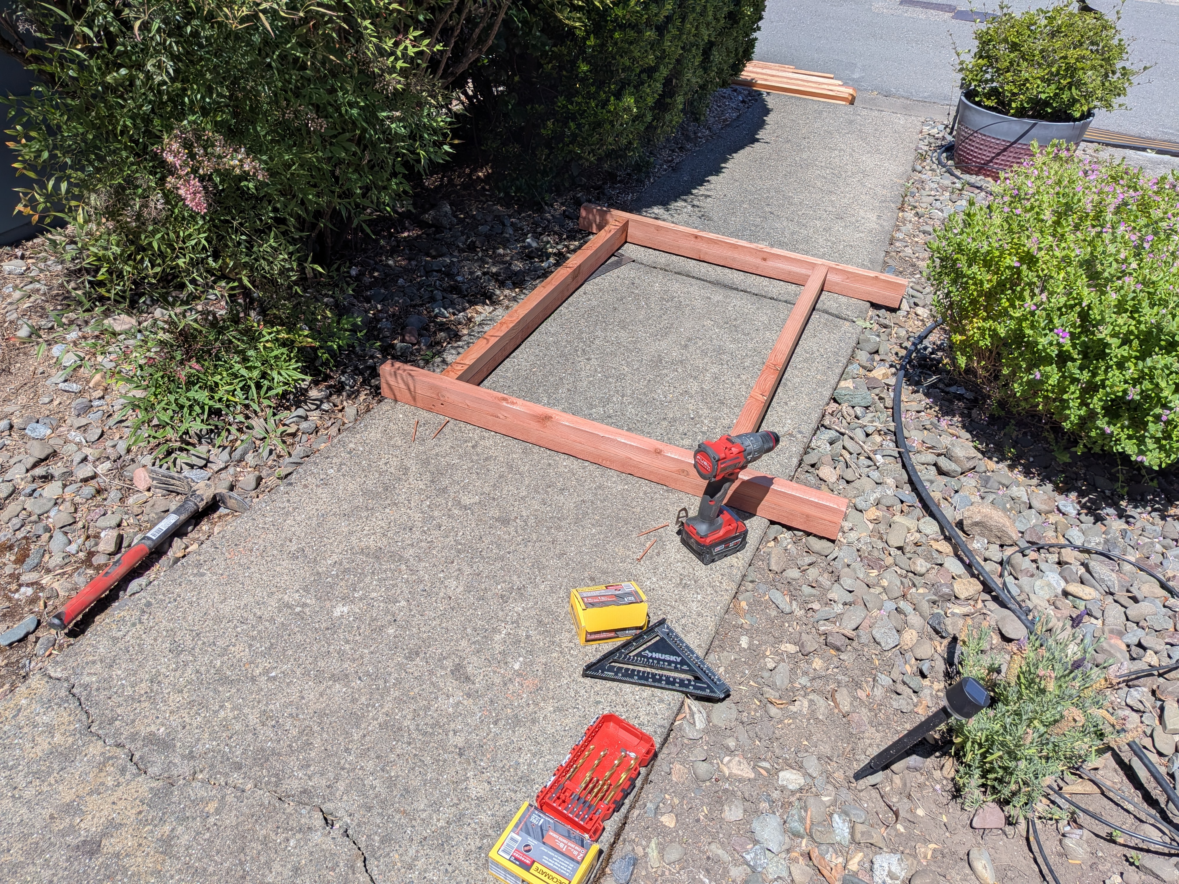 Privacy fencing around electrical panel and equipment - Progress image
