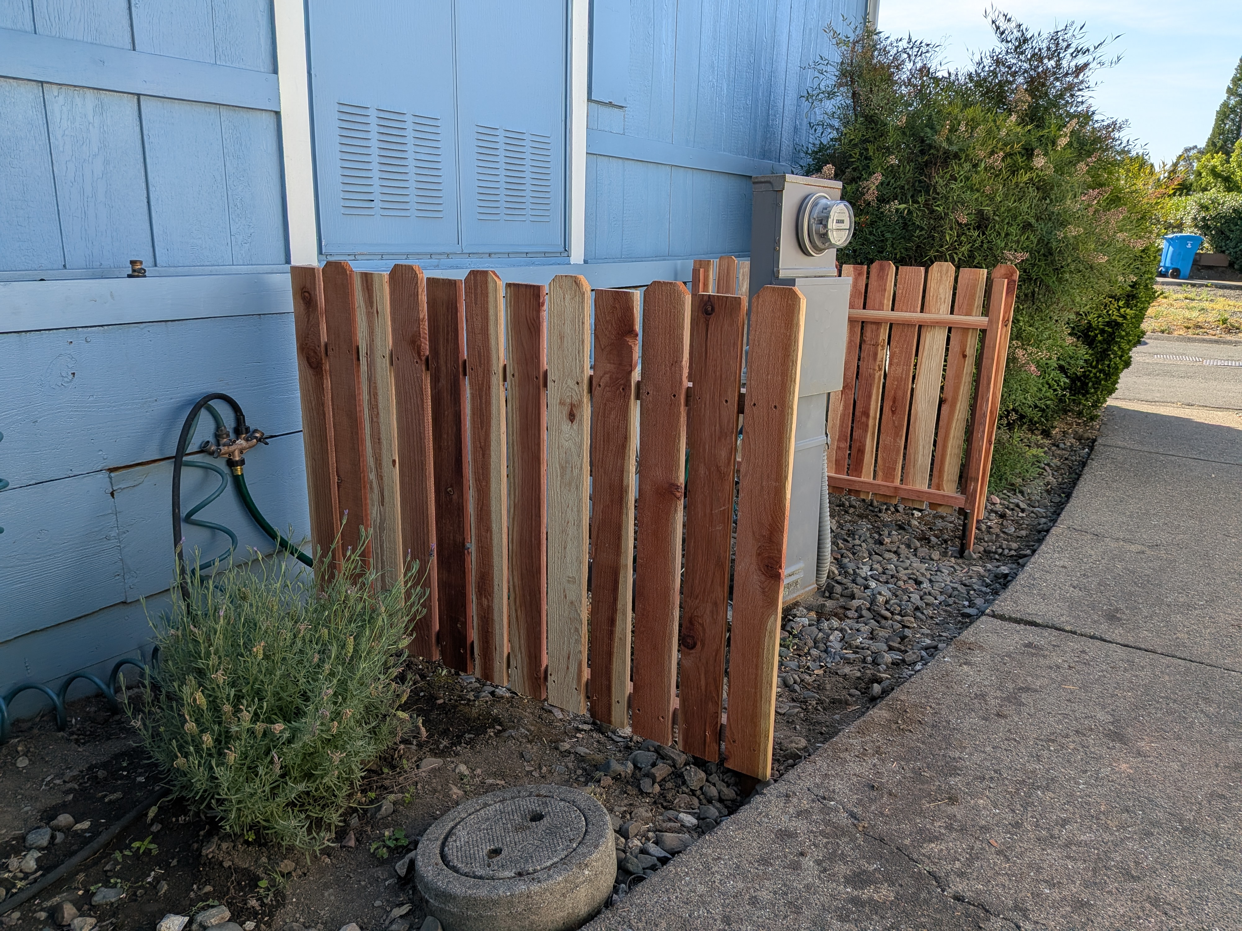 Privacy fencing around electrical panel and equipment - Progress image